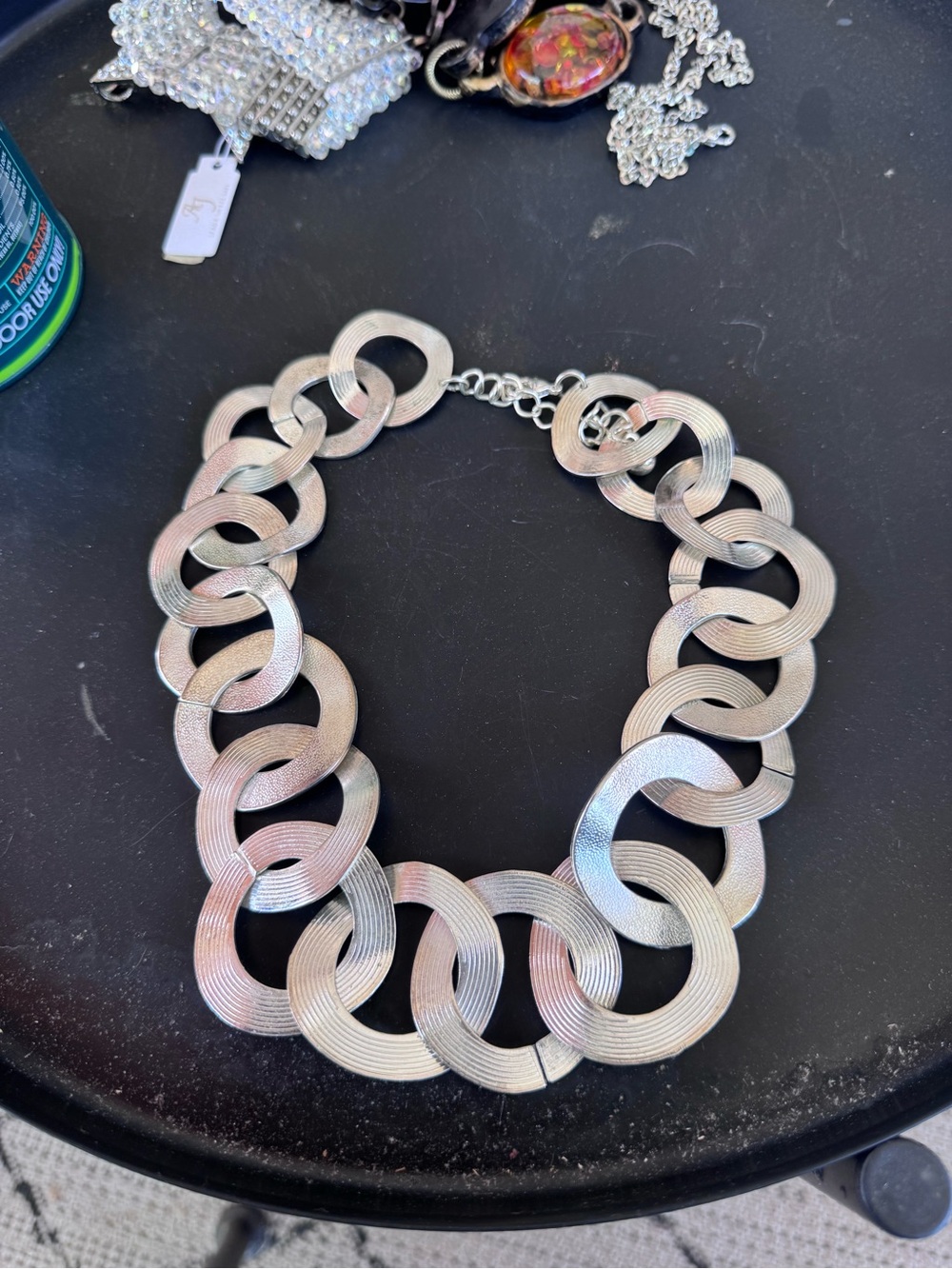 Silver-Tone Textured Link Necklace - Women's Jewelry